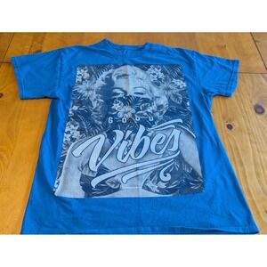 Vintage‎ Popular Poison Marilyn Monroe Good Vibes Graphic T-Shirt Blue Mens M